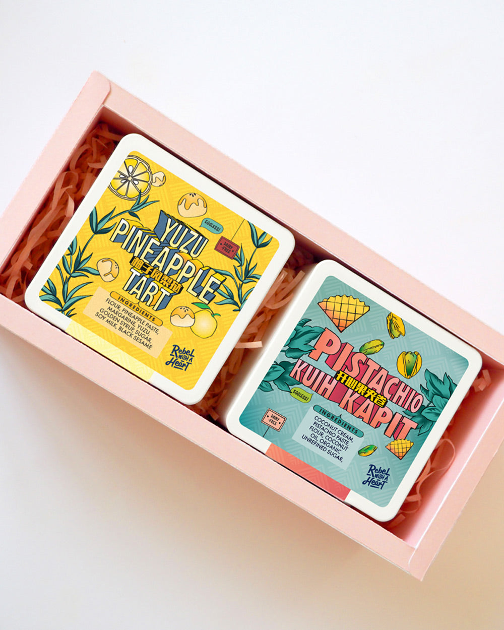 Duo petite - Yuzu Pineapple Tart + Pistachio Kuih Kapit