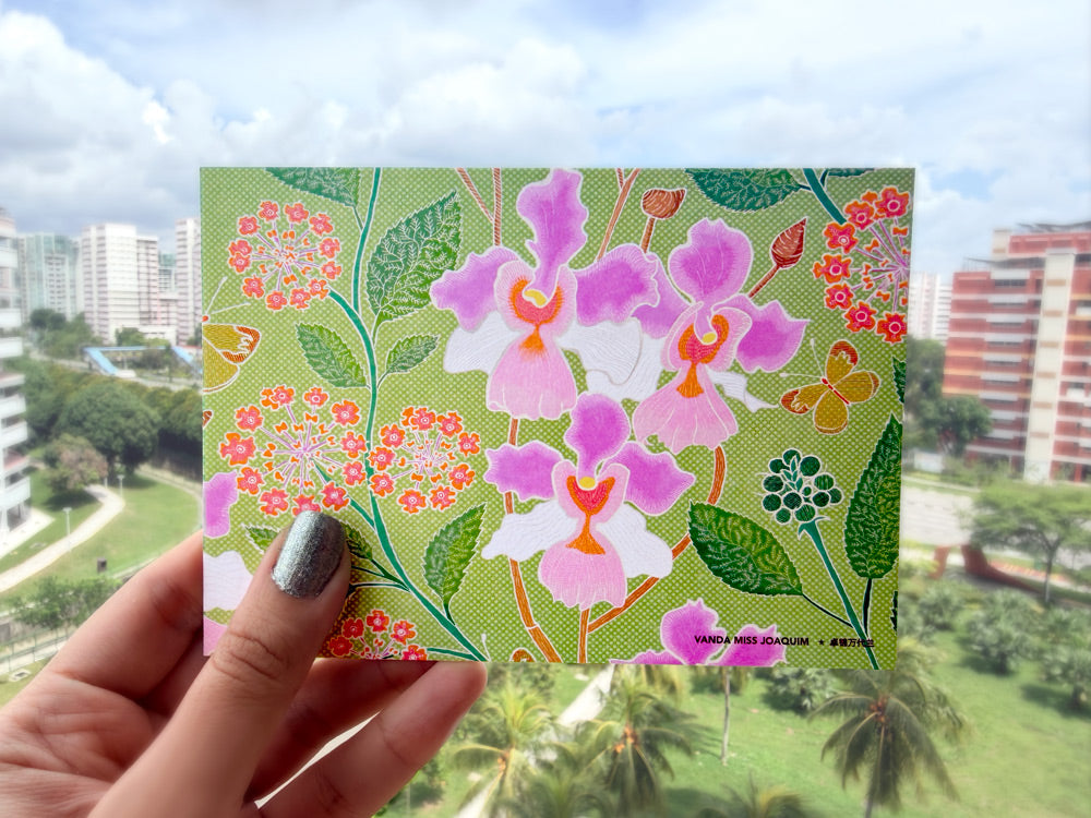 Batik-inspired florals (A6 card)